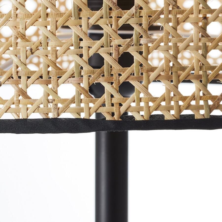 Brilliant Leuchten Staande lamp WILEY 154 cm hoogte ø 30 cm 1x e27 metaal rotan hout licht zwart (1 stuk) - Foto 2
