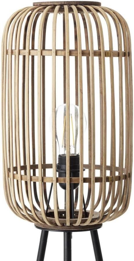 Brilliant Leuchten Staande lamp Woodrow driepotige bamboelamp 130 x 45 cm e27 boho-stijl (1 stuk) - Foto 3