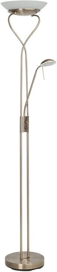 Brilliant Leuchten Staande ledlamp met uplight Ollie Leesarm H 18 cm dimbaar 2500lm warmwit antiek messingkleur - Foto 1