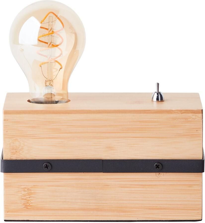 Brilliant Leuchten Tafellamp Benny Hoogte 10 cm E27 metaal bamboe zwart mat natuur - Foto 4