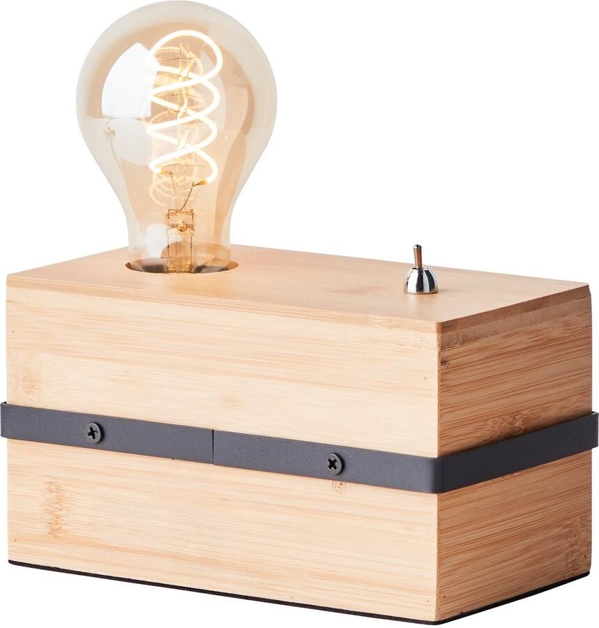 Brilliant Leuchten Tafellamp Benny Hoogte 10 cm E27 metaal bamboe zwart mat natuur - Foto 3