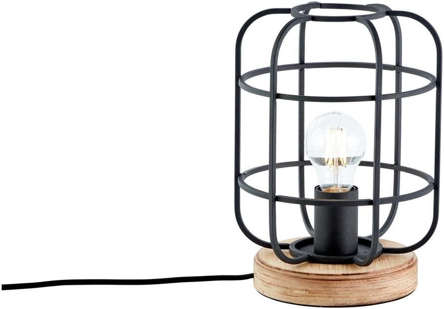 Brilliant Leuchten Tafellamp Gwen 26 5 cm hoogte ø 20 cm e27 metaal hout antiek hout zwart korund (1 stuk) - Foto 5