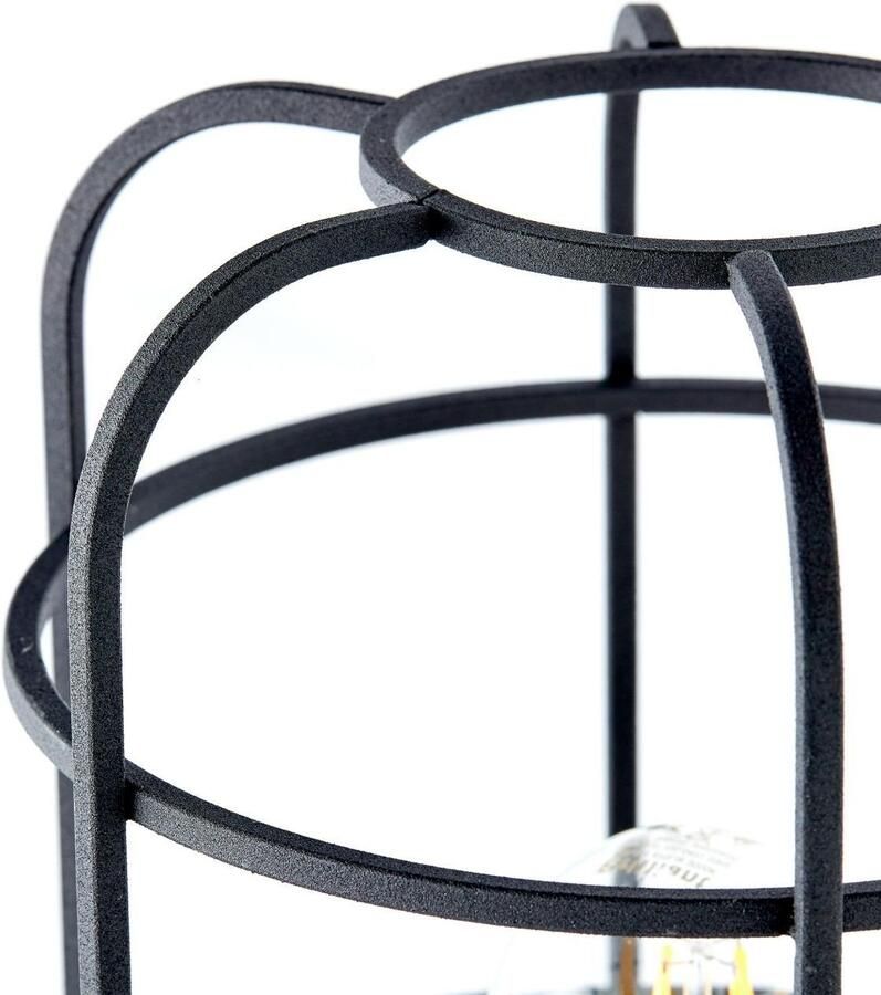 Brilliant Leuchten Tafellamp Gwen 26 5 cm hoogte ø 20 cm e27 metaal hout antiek hout zwart korund (1 stuk) - Foto 2