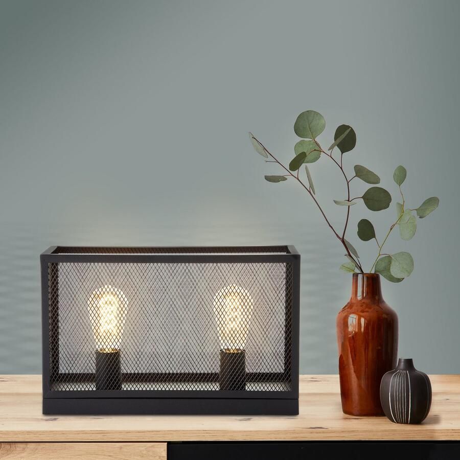 Brilliant Leuchten Tafellamp Maze 26 x 15 x 40 cm 2 x e27 metaal zwart korund - Foto 3