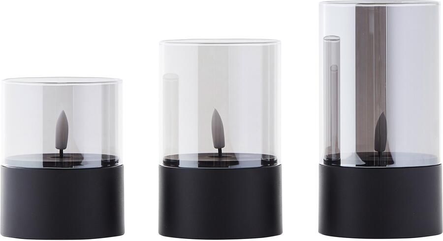 Brilliant Bougie LED Buiten Tafellamp 3-delige Set – Zwart Rookglas Hoogte 10 12 5 15 cm Met Timerfunctie Moderne Sfeervolle LED Kaarsen voor in de Tuin & op het Balkon - Foto 6