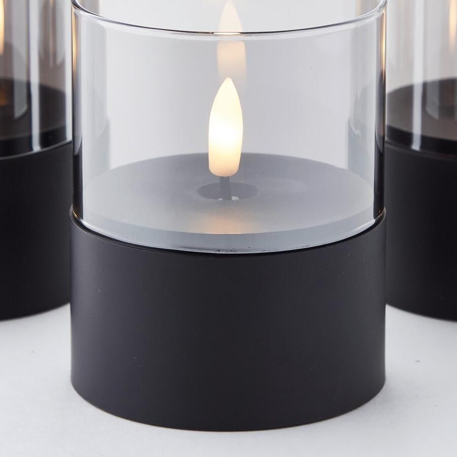 Brilliant Bougie LED Buiten Tafellamp 3-delige Set – Zwart Rookglas Hoogte 10 12 5 15 cm Met Timerfunctie Moderne Sfeervolle LED Kaarsen voor in de Tuin & op het Balkon - Foto 2