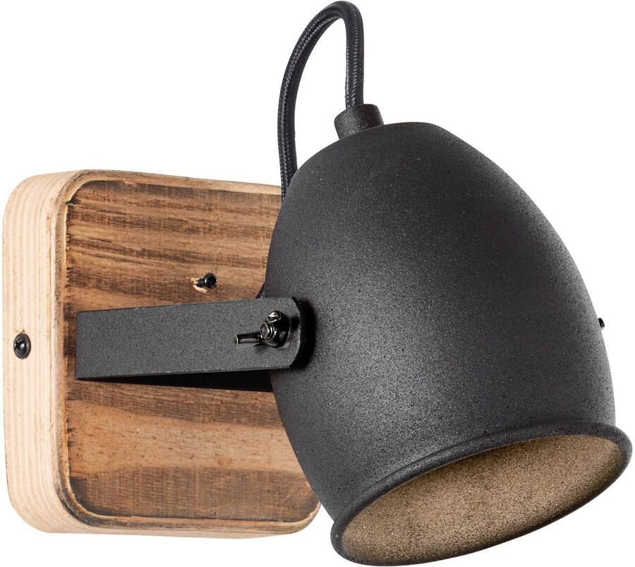 Brilliant Leuchten Wandlamp Crowton 13 cm hoogte 21 cm uitsteek gu10 draaibaar metaal hout zwart hout (1 stuk) - Foto 4