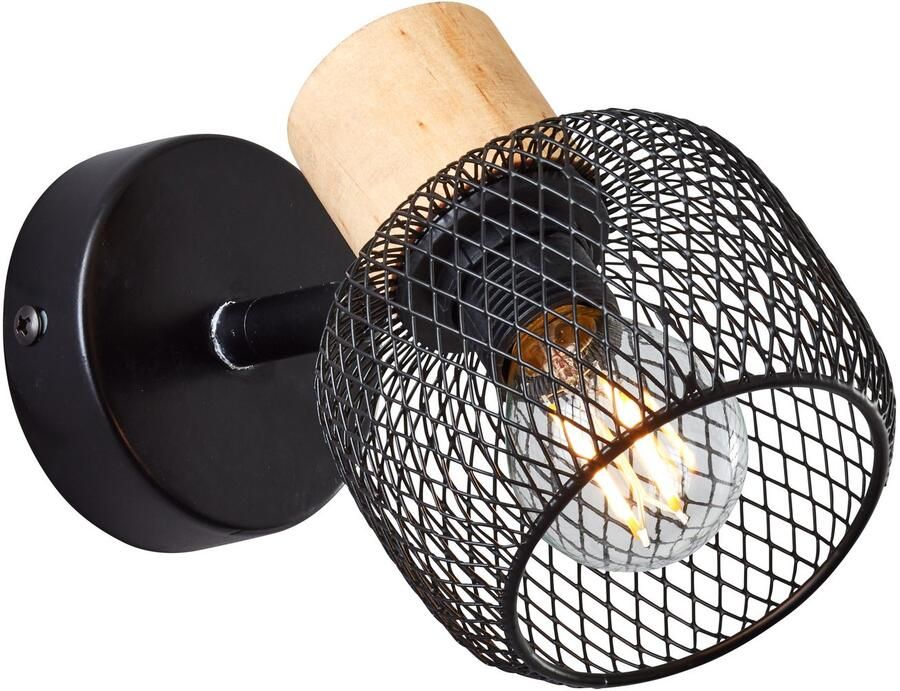 Brilliant Leuchten Wandlamp Giada Wandlamp 14 5 cm E14 draaibaar metaal hout zwart bruin - Foto 4