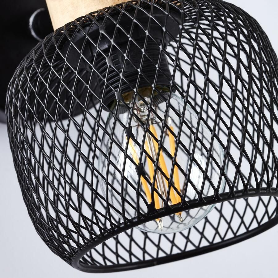 Brilliant Leuchten Wandlamp Giada Wandlamp 14 5 cm E14 draaibaar metaal hout zwart bruin - Foto 2