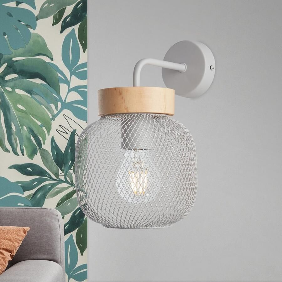 Brilliant Leuchten Wandlamp Giada Wandlamp hoogte 26 5 cm 1x E27 metaal hout (1 stuk) - Foto 3