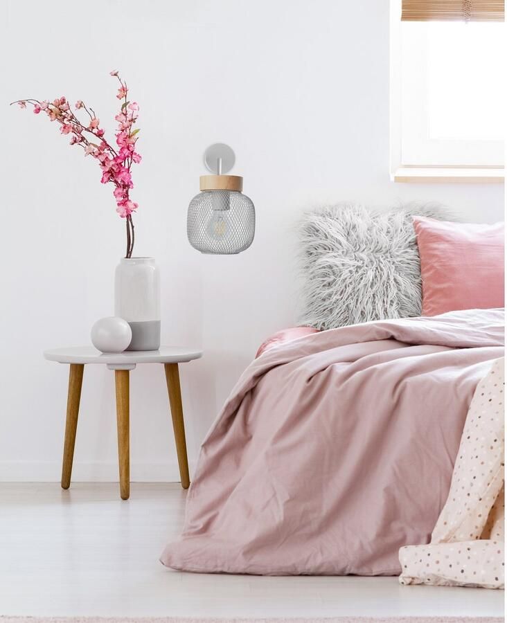 Brilliant Leuchten Wandlamp Giada Wandlamp hoogte 26 5 cm 1x E27 metaal hout (1 stuk) - Foto 2