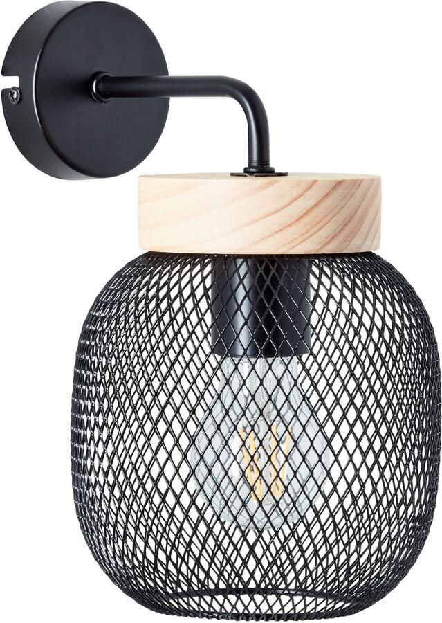 Brilliant Leuchten Wandlamp Giada Wandlamp hoogte 26 5 cm 1x E27 metaal hout (1 stuk) - Foto 2