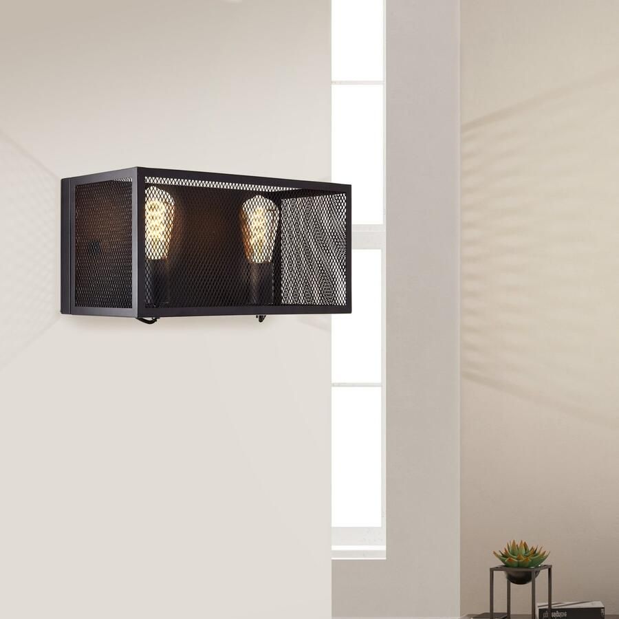 Brilliant Leuchten Wandlamp Maze 20 x 40 x 20 cm 2 x e27 max. 40 w metaal zwart korund - Foto 2