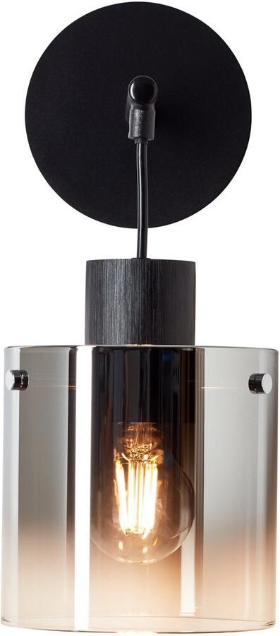 Brilliant Leuchten Wandlamp Simonis 34 x 15 x 19 6 cm e27 metaal rokglas zwart - Foto 2