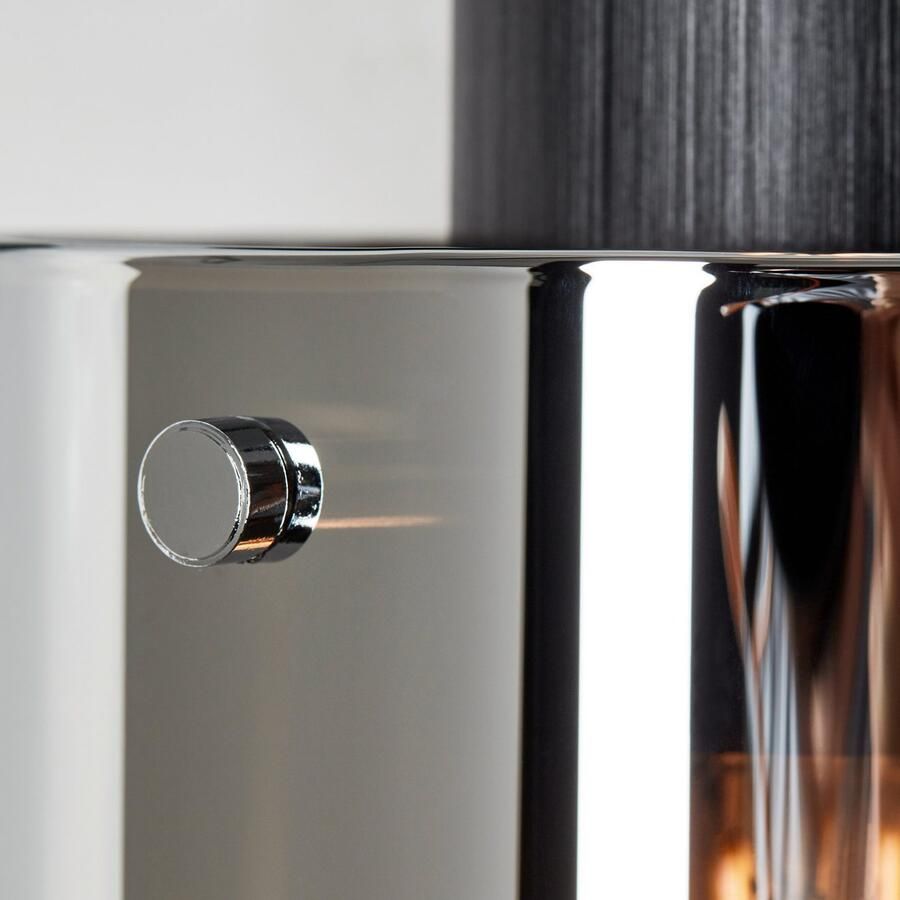 Brilliant Leuchten Wandlamp Simonis 34 x 15 x 19 6 cm e27 metaal rokglas zwart