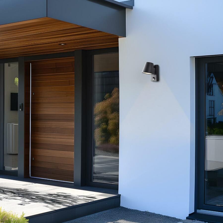 Brilliant Leuchten Wandlamp voor buiten Bari Buitenwandlamp met bewegingssensor GU10 metaal kunststof zwart