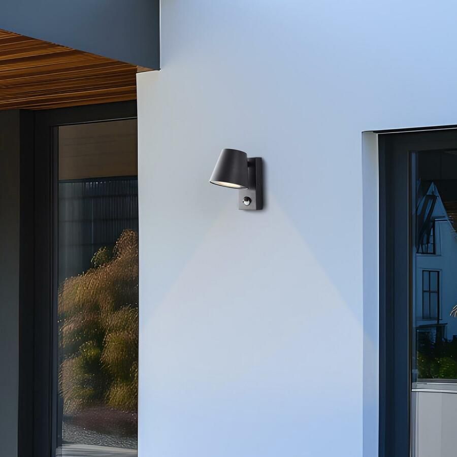 Brilliant Leuchten Wandlamp voor buiten Bari Buitenwandlamp met bewegingssensor GU10 metaal kunststof zwart - Foto 2