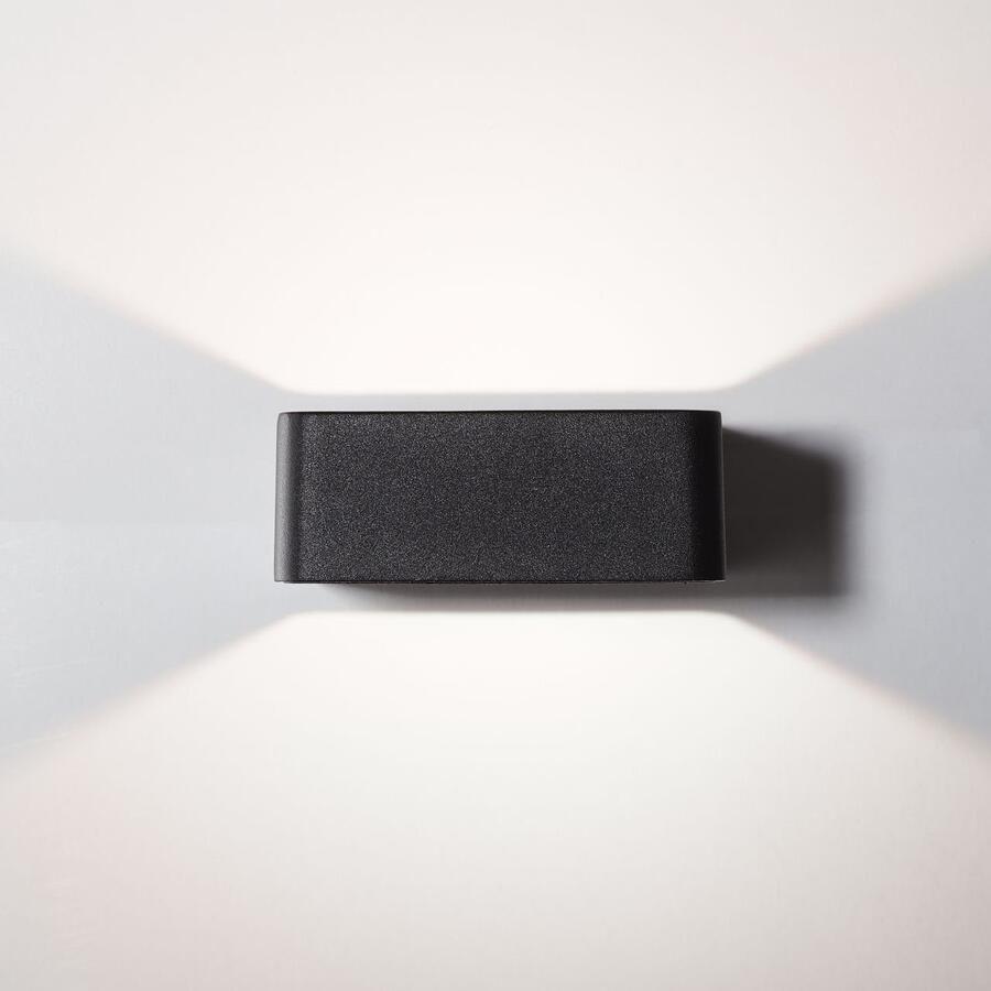 Brilliant Leuchten Wandlamp voor buiten Golda 5 x 12 x 15 cm up down light 660 lm warmwit metaal glas zwart - Foto 2