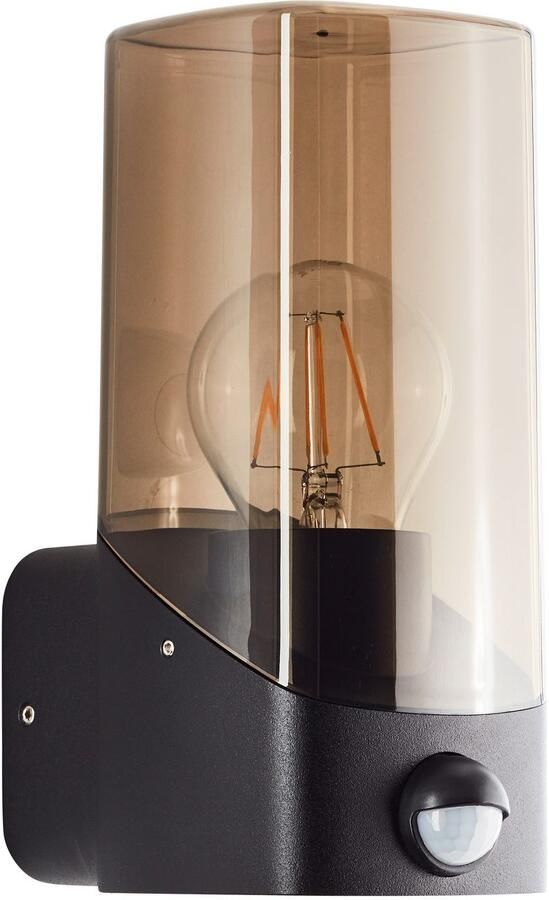 Brilliant Leuchten Wandlamp voor buiten Minou Buitenwandlamp met bewegingssensor 20 cm E27 zwart rookglas - Foto 3