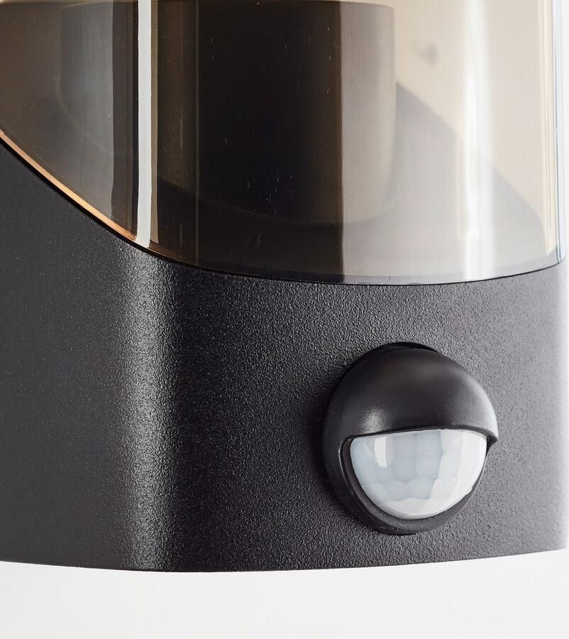 Brilliant Leuchten Wandlamp voor buiten Minou Buitenwandlamp met bewegingssensor 20 cm E27 zwart rookglas - Foto 2