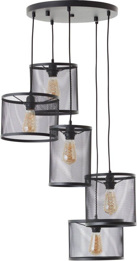 Brilliant Leuchten Hanglamp Maze 151 x 53 x 51 cm 5 x e27 inkortbaar metaal zwart korund (1 stuk)
