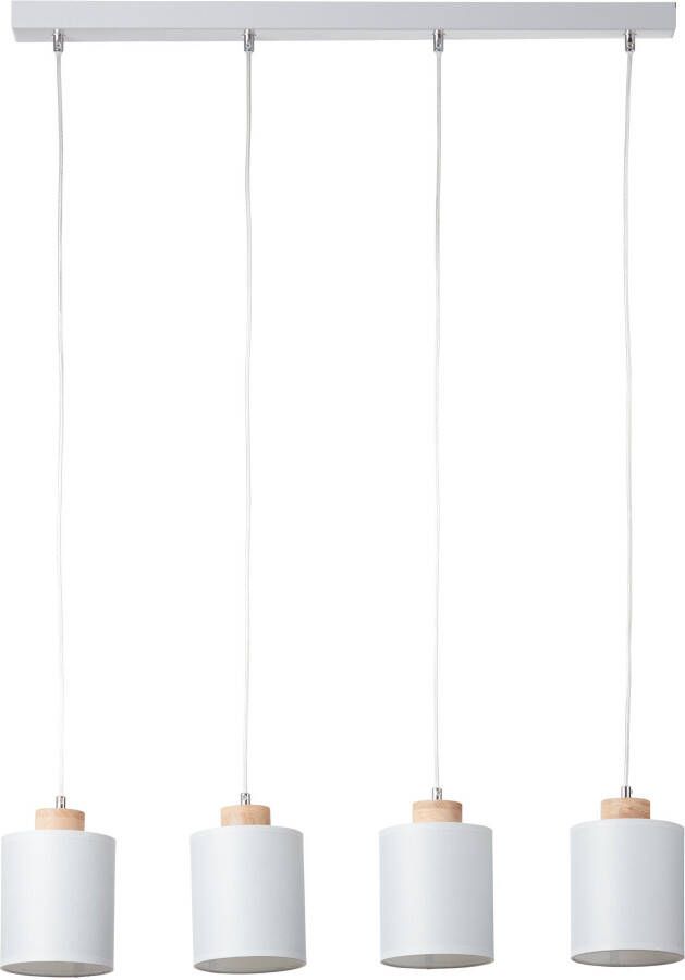Brilliant Leuchten Hanglamp Vonnie Stoffen kappen 111 cm hoogte 80 cm breedte 4 x E27 in te korten grijs hout (1 stuk)