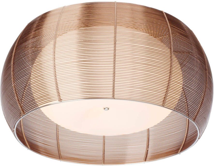 Brilliant Leuchten Plafondlamp Relax 26 cm hoogte ø 50 cm e27 metaal glas bronskleur chroom (1 stuk)