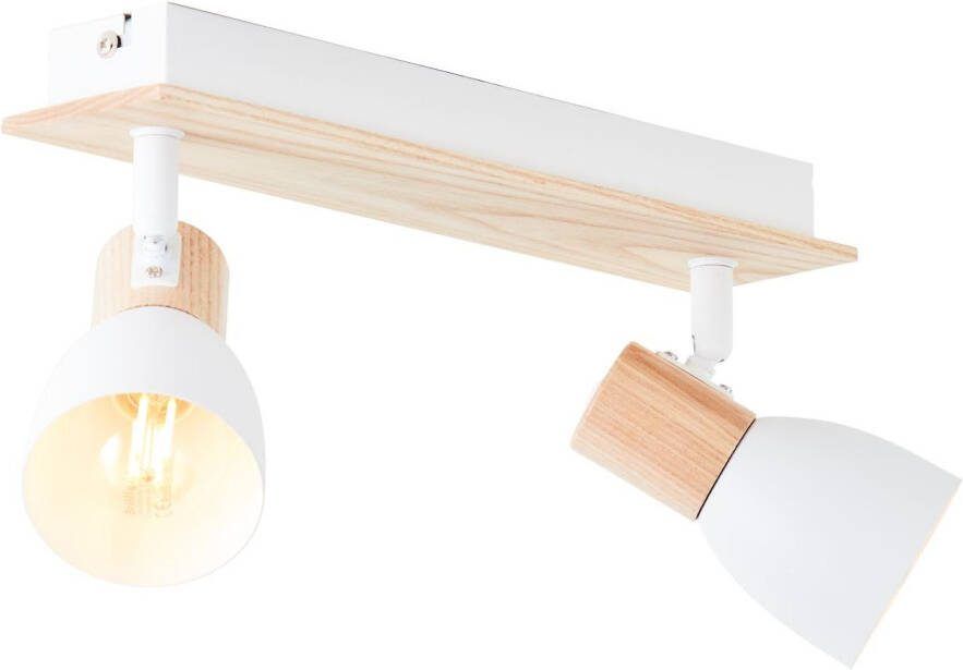 Brilliant Leuchten Plafondspot Daintree 37 cm breedte e14 draaibaar metaal hout wit natuur (1 stuk)