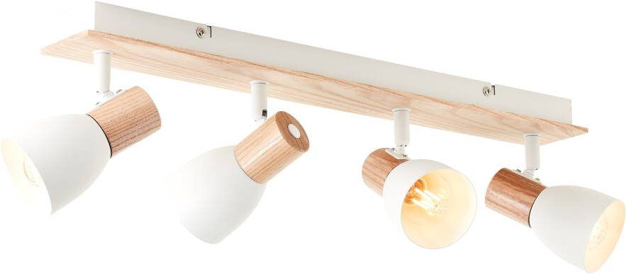 Brilliant Leuchten Plafondspot Daintree Breedte 58 cm E14 metaal hout wit natuurlijk - Foto 1