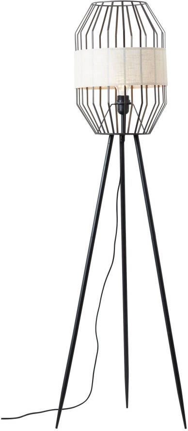 Brilliant Leuchten Staande lamp Slope 134 cm hoogte ø 45 cm e27 metaal textiel zwart naturel (1 stuk) - Foto 3