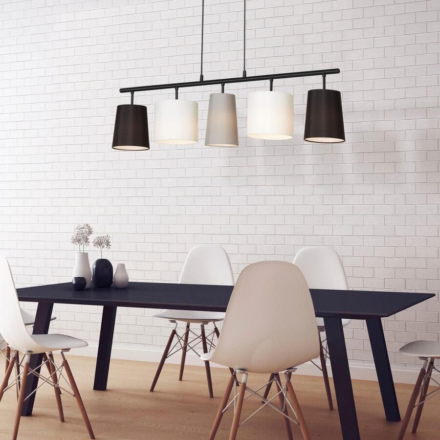 Briloner Leuchten Hanglamp 4009055 SHADES Hanglamp 96x120 cm grijs-zwart-wit max. 40W E14 eetkamer - Foto 3