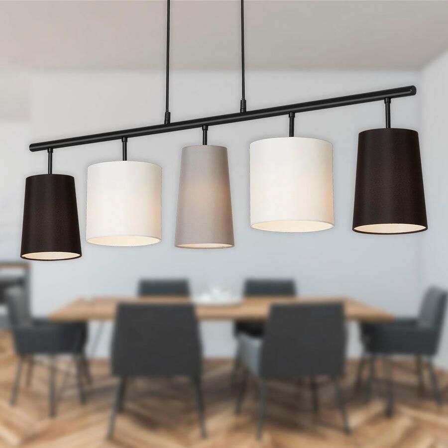 Briloner Leuchten Hanglamp 4009055 SHADES Hanglamp 96x120 cm grijs-zwart-wit max. 40W E14 eetkamer - Foto 4