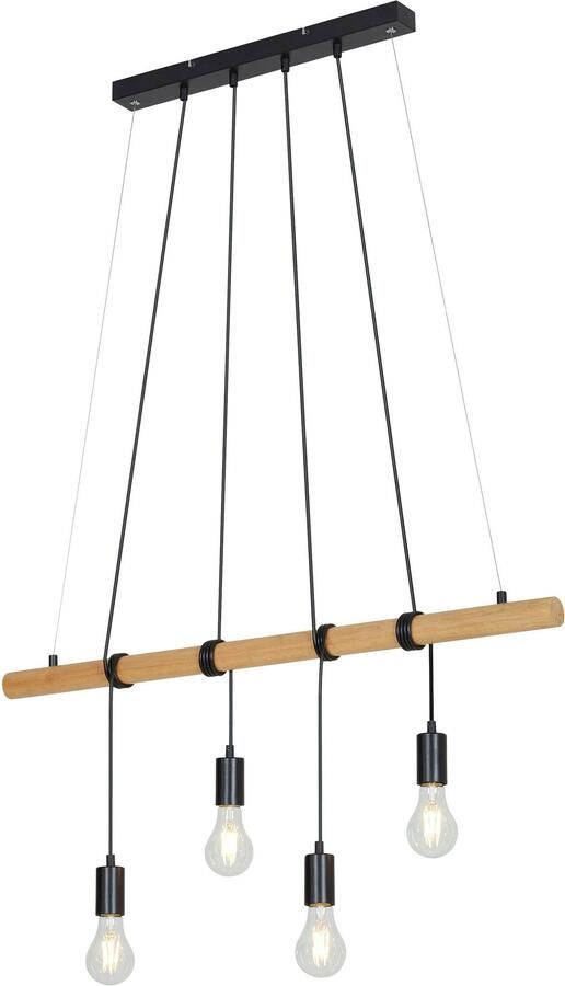 Briloner Leuchten Hanglamp hout metaal zwart 4xE27 max. 25W - Foto 5