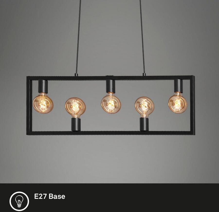 Briloner Leuchten Hanglamp KOTAK zwart e27 hangend metaal voor en (1 stuk) - Foto 4
