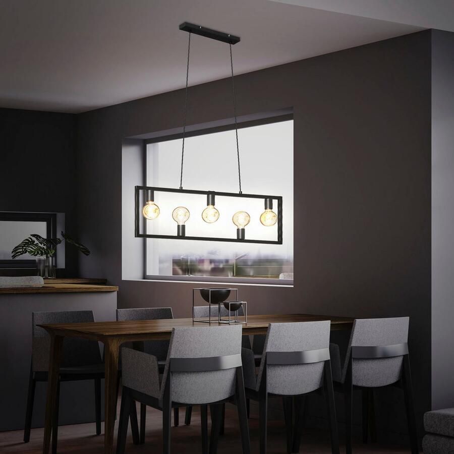 Briloner Leuchten Hanglamp KOTAK zwart e27 hangend metaal voor en (1 stuk) - Foto 3