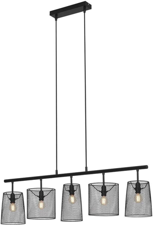 Briloner Leuchten Hanglamp RETRO Hanglamp met draadschermen metaal zwart 5x E14 40W IP20 (1 stuk) - Foto 4