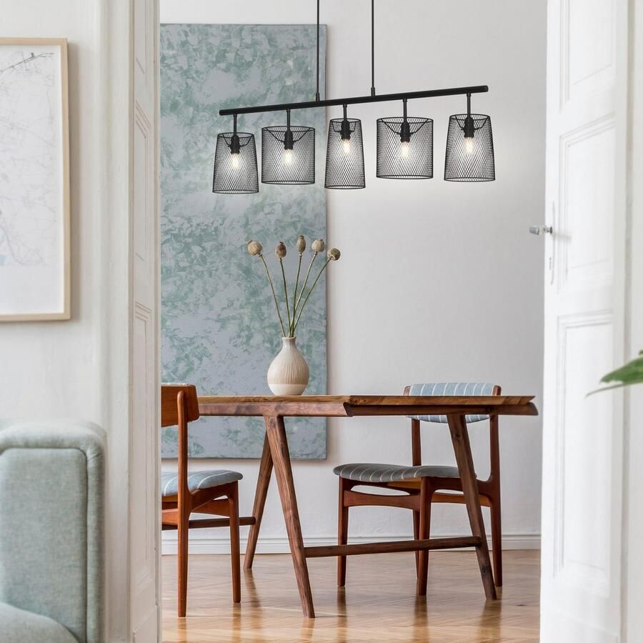 Briloner Leuchten Hanglamp RETRO Hanglamp met draadschermen metaal zwart 5x E14 40W IP20 (1 stuk)