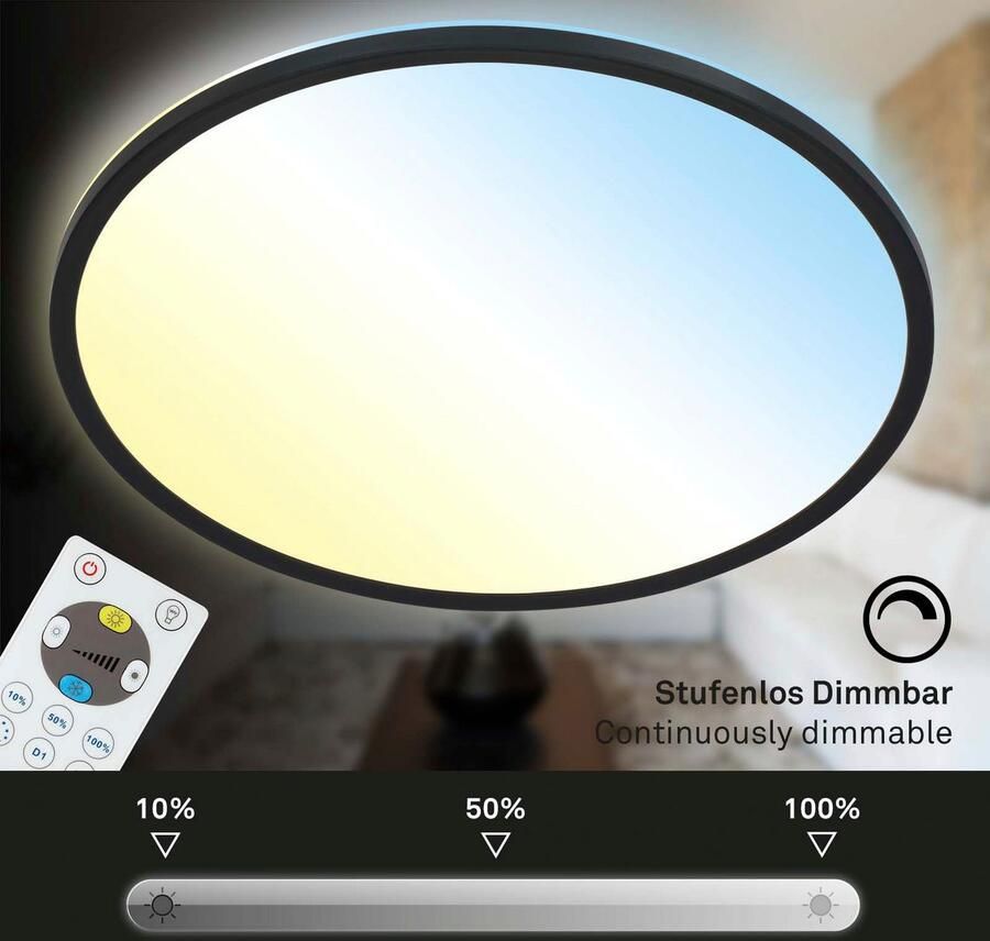 Briloner Leuchten Led-paneel 7080015 SLIM Plafondlamp 42x2 9 cm zwart 22W woonkamer slaapkamer keuken - Foto 4