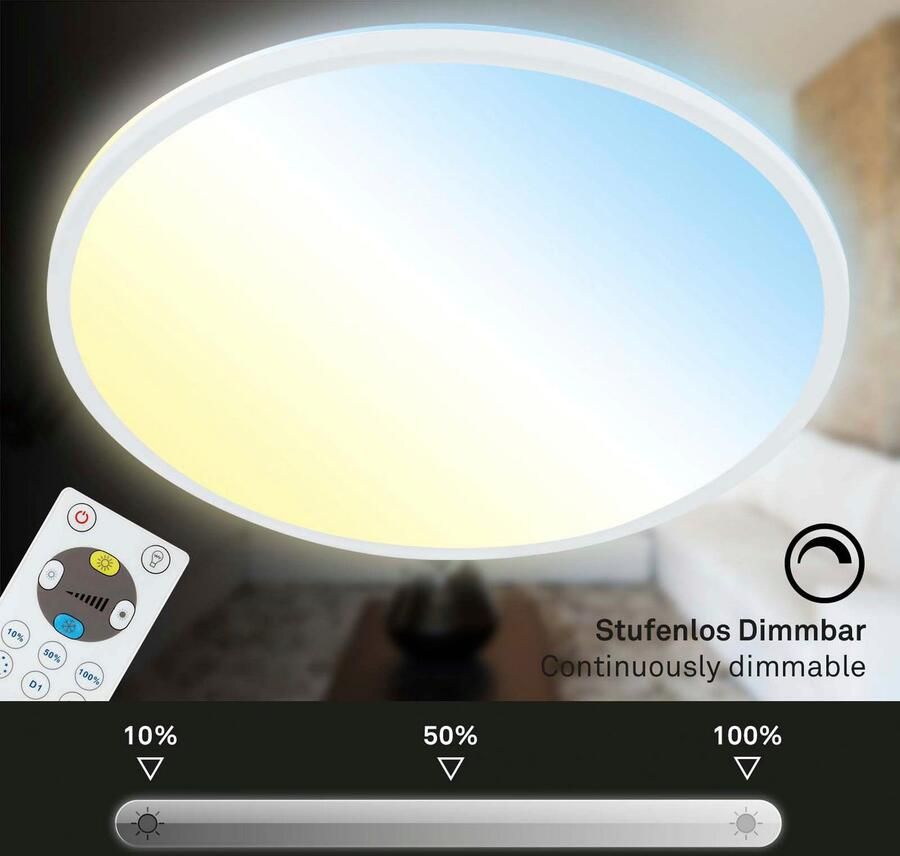 Briloner Leuchten Led-paneel 7080016 SLIM Plafondlamp 42x2 9 cm wit 22W woonkamer slaapkamer keuken - Foto 4