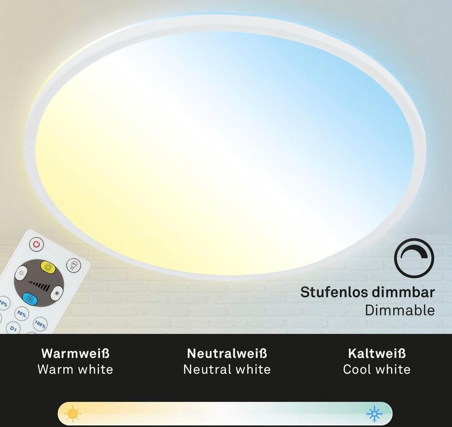 Briloner Leuchten Led-paneel 7080016 SLIM Plafondlamp 42x2 9 cm wit 22W woonkamer slaapkamer keuken - Foto 5