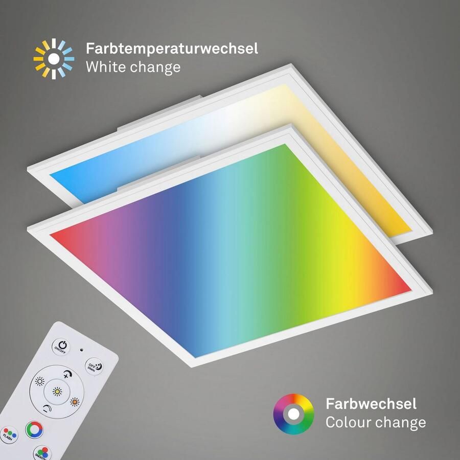Briloner Leuchten Led-paneel 7152016 Colour Plafondlamp 45x45x7 cm wit 24W woonkamer slaapkamer keuken - Foto 3