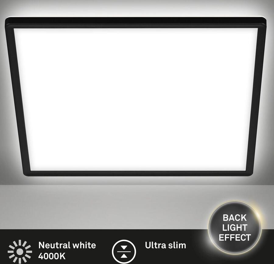 Briloner Leuchten Led-paneel 7156415 SLIM Plafondlamp 29 3x29 3x2 8 cm zwart 18W woonkamer slaapkamer - Foto 3