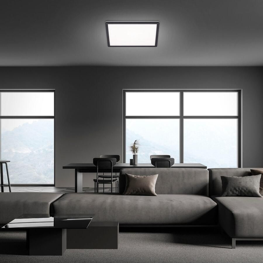 Briloner Leuchten Led-paneel 7158415 SLIM Plafondlamp 42x42x2 9 cm zwart 22W woonkamer slaapkamer