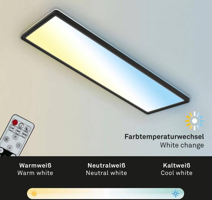 Briloner Leuchten Led-paneel 7403015 SLIM Plafondlamp 58x20x3 cm zwart 23W woonkamer slaapkamer keuken - Foto 6