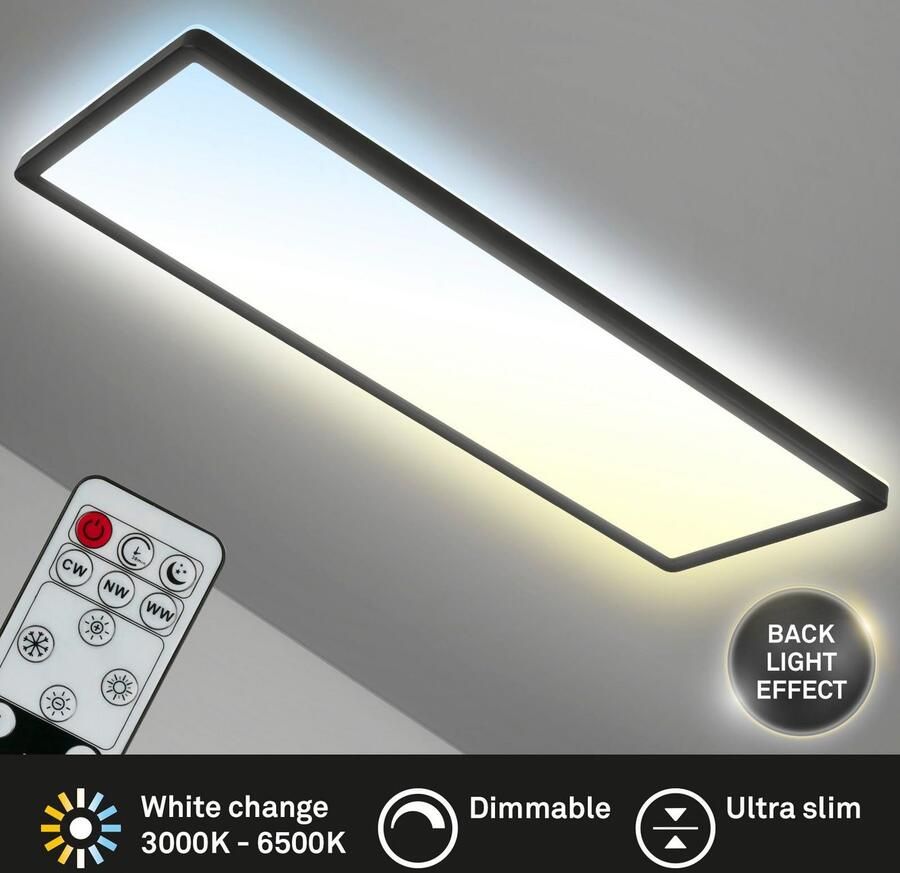 Briloner Leuchten Led-paneel 7403015 SLIM Plafondlamp 58x20x3 cm zwart 23W woonkamer slaapkamer keuken - Foto 4