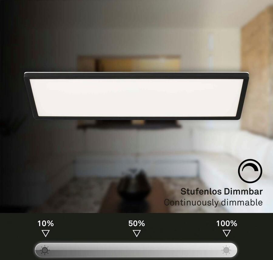 Briloner Leuchten Led-paneel 7403015 SLIM Plafondlamp 58x20x3 cm zwart 23W woonkamer slaapkamer keuken - Foto 5