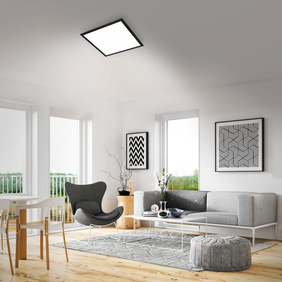 Briloner Leuchten Led-paneel Ultraplat CCT LED Paneel Plafondlamp zwart 1xLED 24W afstandsbediening nachtlampje