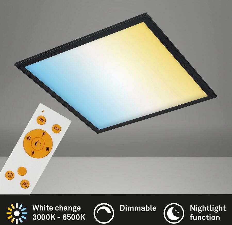 Briloner Leuchten Led-paneel Ultraplat CCT LED Paneel Plafondlamp zwart 1xLED 24W afstandsbediening nachtlampje - Foto 3