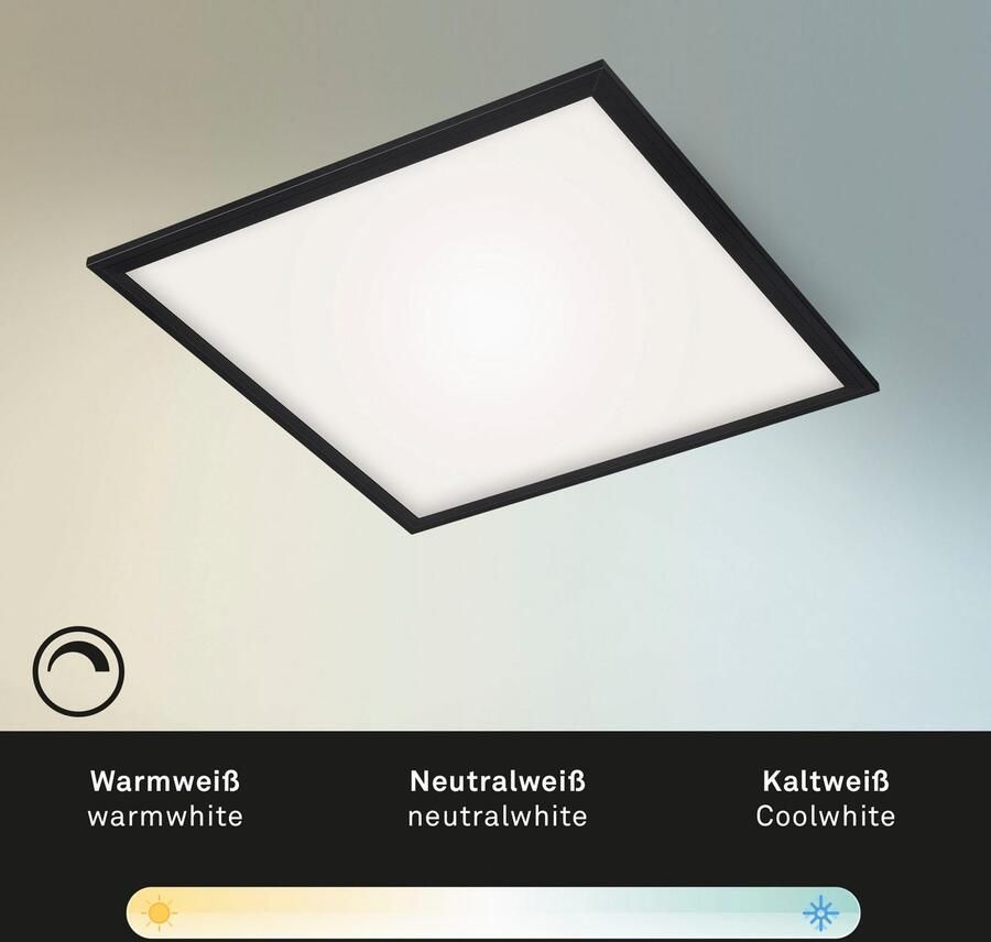 Briloner Leuchten Led-paneel Ultraplat CCT LED Paneel Plafondlamp zwart 1xLED 24W afstandsbediening nachtlampje - Foto 4