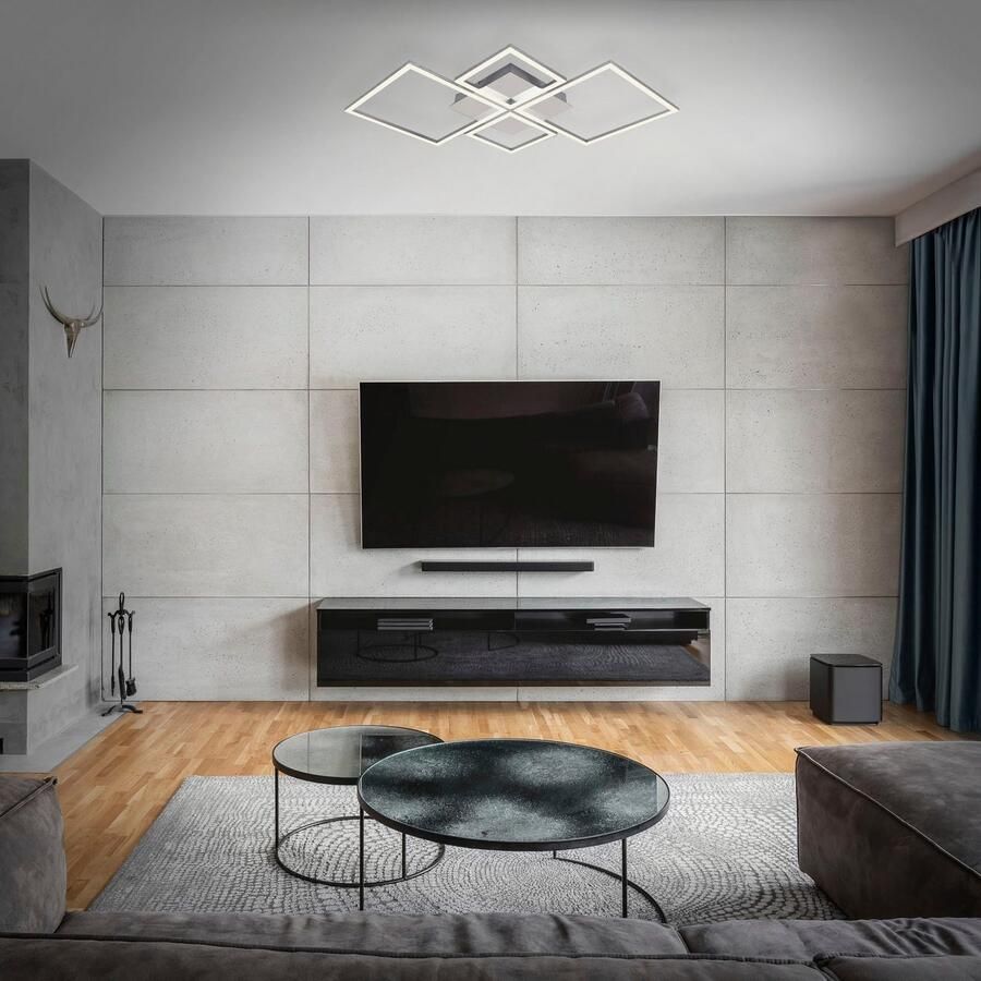 Briloner Leuchten Led-plafondlamp 3128018 FRAME Plafondlamp 75x47x7 3 cm chroom-aluminium 44W woonkamer slaapkamer - Foto 4